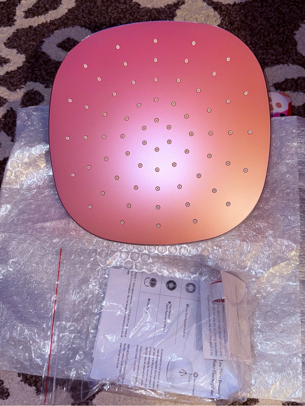 Pink Gradient Amazon Brand NEW Showerhead - Modern Square Rainfall